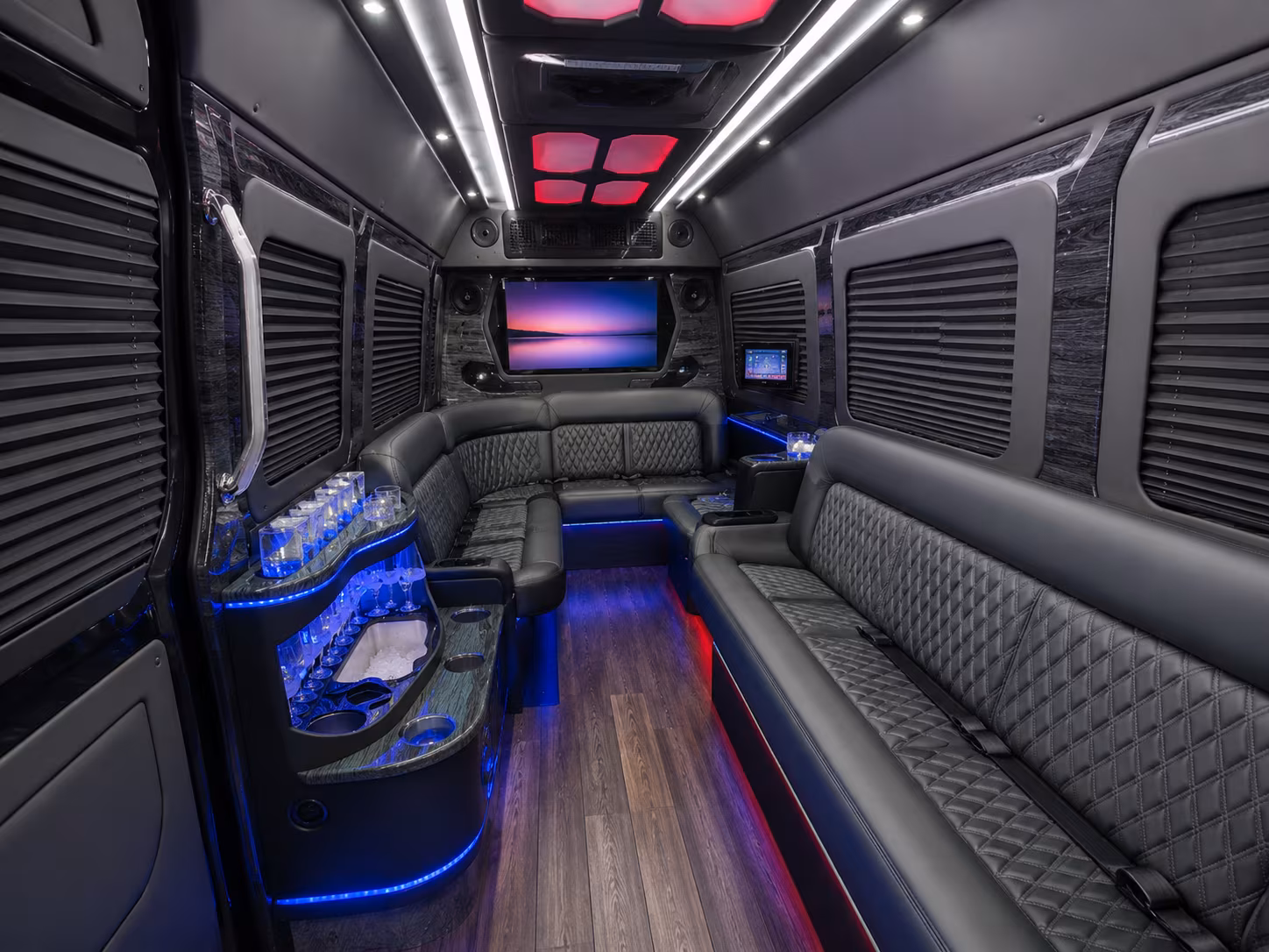 indio 20 passenger party bus inside