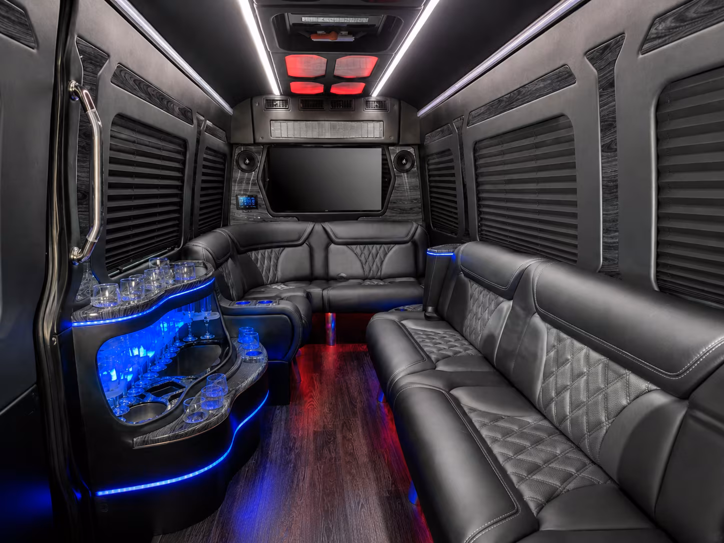 indio 25 passenger party bus interior