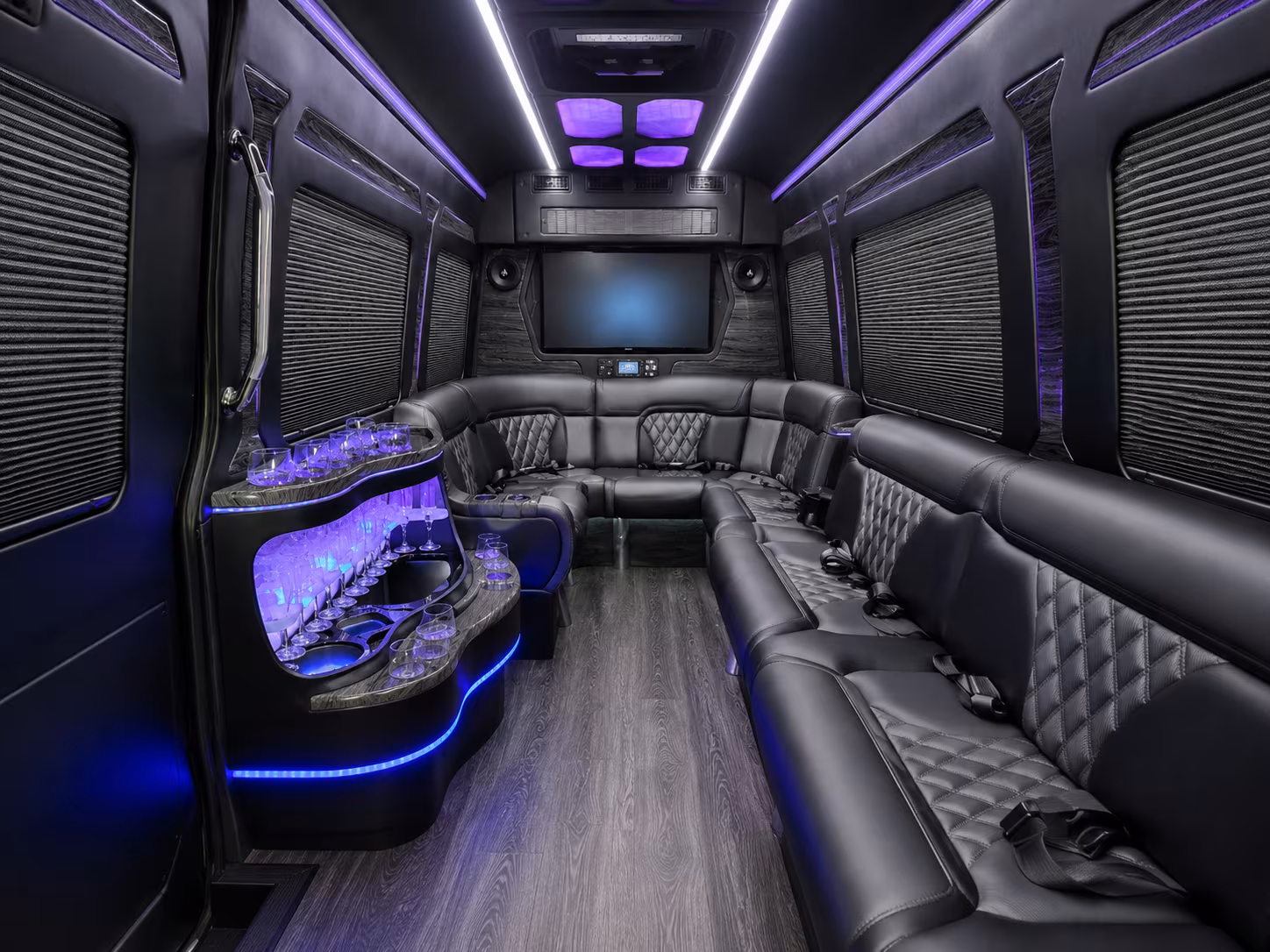 indio 30 passenger party bus interior