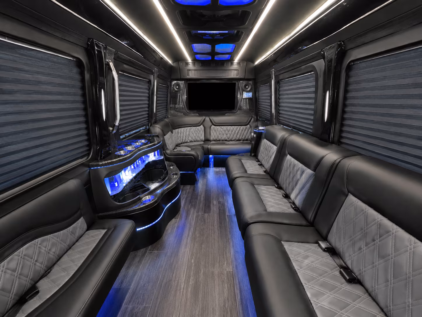 indio 40 passenger party bus interior